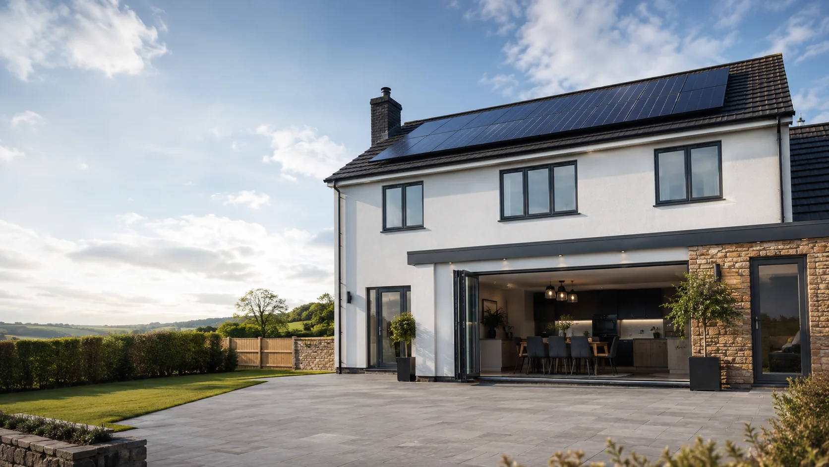 House fitted with solar panels